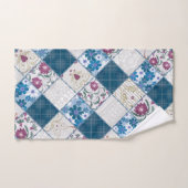 Blauw modieus rustiek patroon van stoffenresten bad handdoek (Handdoek)