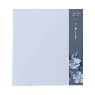Blauw Monochromatische Bloemen Floral Custom Notit Notitieblok