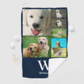 Blauw Monogram 7 Fotocollage Golfhanddoek (Insitu)