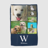 Blauw Monogram 7 Fotocollage Golfhanddoek (Voorkant)