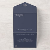 Blauw Monogram Alles in één bruiloft Uitnodiging (Buitenkant)