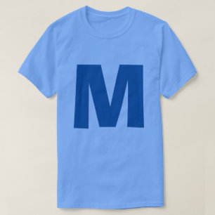Blauw monogram Eigen naam Initiaal T-shirt