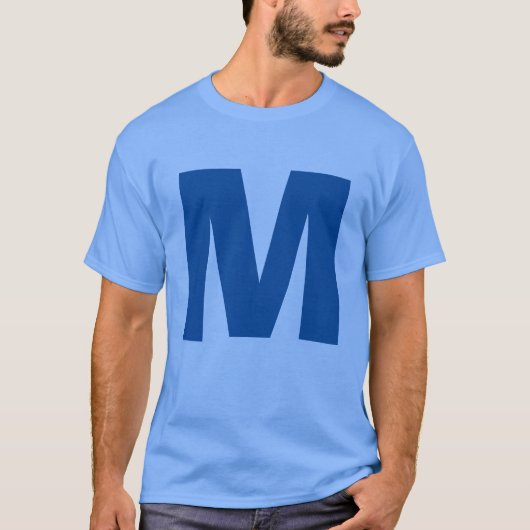Blauw monogram Eigen naam Initiaal T-shirt (Voorkant)