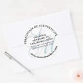 Blauw Monogram Elegant Certificaat van Echtheid Ronde Sticker (Envelop)