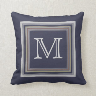 Blauw monogram kussen