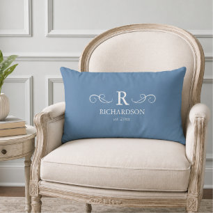 Blauw Monogram Lendenkussen Kussen