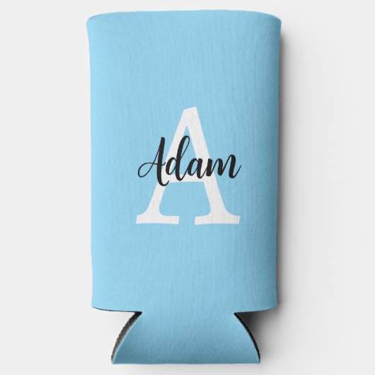 Blauw Monogram Naam Script Persoonlijk Ontwerp (Voorkant)