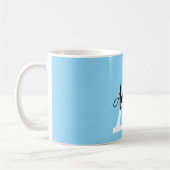 Blauw Monogram Naam Script Persoonlijk Ontwerp Koffiemok (Links)