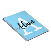Blauw Monogram Naam Script Persoonlijk Ontwerp Notitieboek (Rechterzijde)