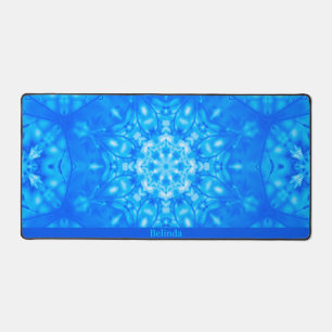 Blauw Monogram Naam Waterverf Moderne Bureaumat