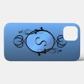 Blauw monogram of initiaal Case-Mate iPhone case (Achterkant (horizontaal))