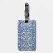 blauw monogram Portugese tegels Bagagelabel (Achterkant verticaal)