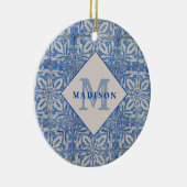 blauw monogram Portugese tegels Keramisch Ornament (Rechts)