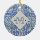 blauw monogram Portugese tegels Keramisch Ornament (Voorkant)