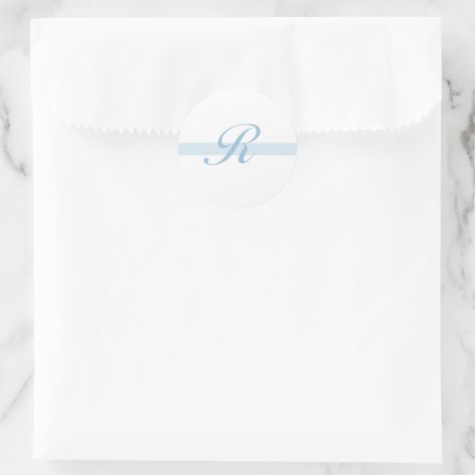 Blauw Monogram R Ronde Sticker (Tas)