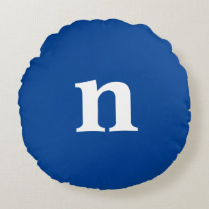 Blauw Monogram Rond Kussen
