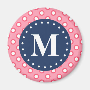 Blauw monogram roze pols patroon magneet