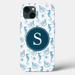 Blauw Monogram Strand Telefoonhoesje iPhone 13 Hoesje
