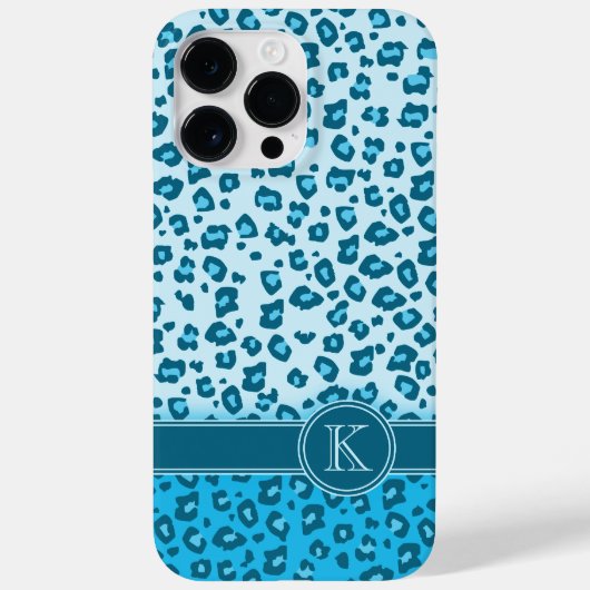 Blauw monogram van luipaard Case-Mate iPhone case (Achterkant)