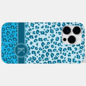 Blauw monogram van luipaard Case-Mate iPhone case (Achterkant (horizontaal))