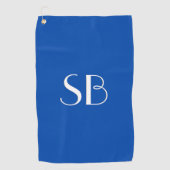 Blauw monogram vast kobalt golfhanddoek (Voorkant)