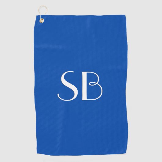 Blauw monogram vast kobalt golfhanddoek (Voorkant)