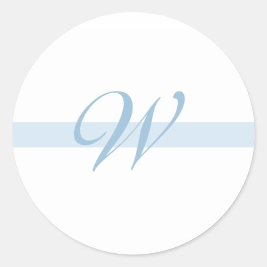 Blauw Monogram W Ronde Sticker (Voorkant)