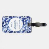 Blauw monogram Waterverf vlinder Bagagelabel (Achterkant horizontaal)