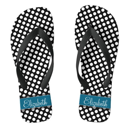 Blauw monogram zwart-wit poka Pat Pattern Teenslippers (Voetbed)