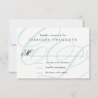 Blauw Monogrammed Wedding RSVP Kaarten