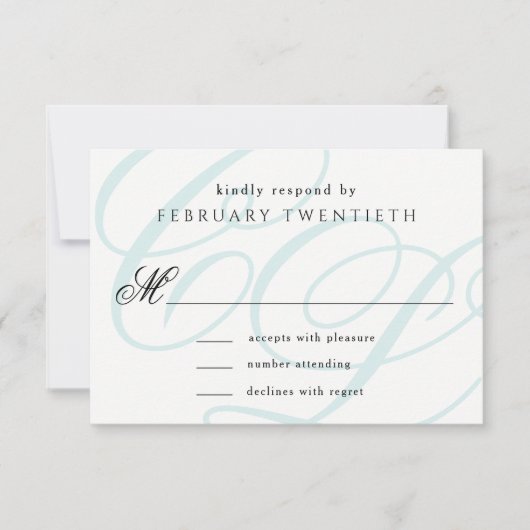 Blauw Monogrammed Wedding RSVP Kaarten (Voorkant)