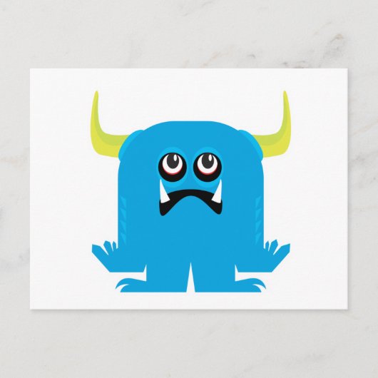 blauw monster briefkaart (Voorkant)