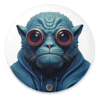 Blauw Monster Keramische Knop