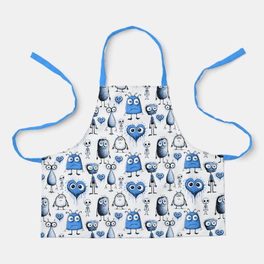 Blauw monster kinder schort (Voorkant)