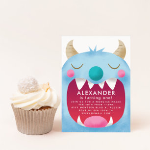 Blauw Monster Verjaardagsfeest Kaart