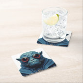 Blauw Monster Vierkante Kartonnen Onderzetter (Insitu)