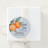 Blauw Moppie Hoofd Squeeze Citrus Bruidsfeest Bedankjes Labels (In situ)