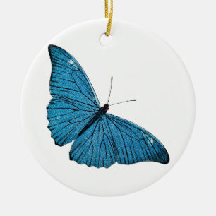 blauw-morfobutterfly-Gepersonaliseerd Sjabloon Keramisch Ornament
