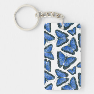 Blauw morfovlinderpatroonontwerp sleutelhanger