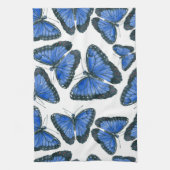 Blauw morfovlinderpatroonontwerp theedoek (Verticaal)