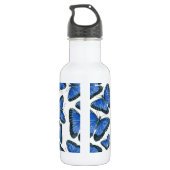 Blauw morfovlinderpatroonontwerp waterfles (Achterkant)