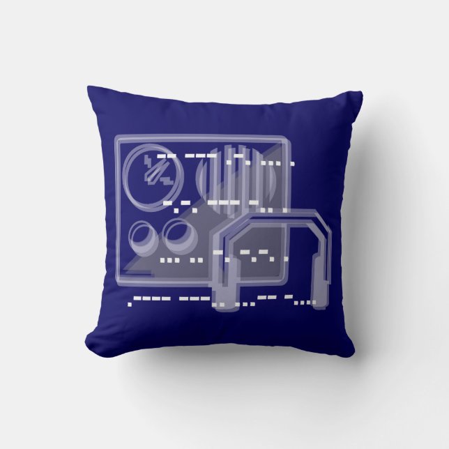 Blauw Morsecode ontwerp kussen 41cmx41cm (Voorkant)