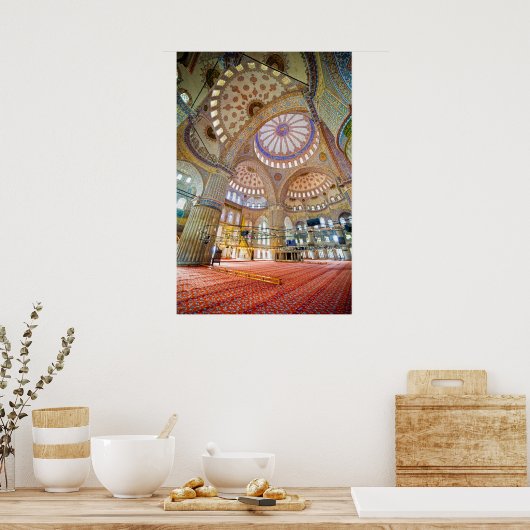 Blauw moskee Interior in Istanbul Poster (Keuken)