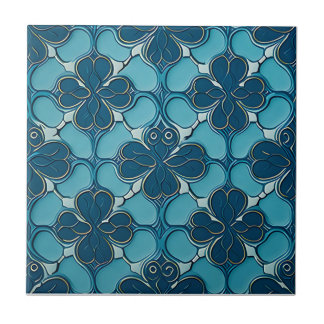 Blauw motief  art nouveau keramische tegels tegeltje