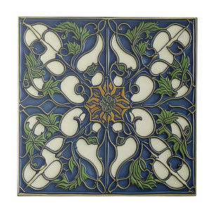 Blauw motief art nouveau keramische tegels tegeltje