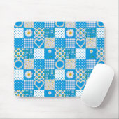 Blauw Mousepad: Daisychains, Faux Patchwork Muismat (Met muis)