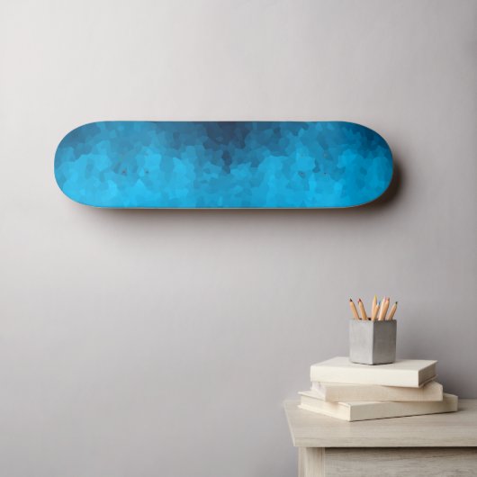 Blauw mozaïek geometrisch patroon skateboard (Muurkunst (Horizontaal))
