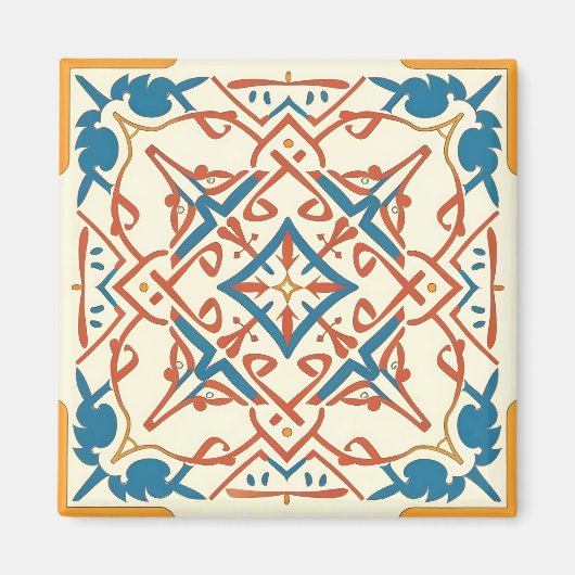 blauw mozaïek magneet (Voorkant)