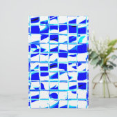 blauw-mozaïek tegel briefpapier (Staand voorkant)