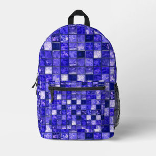Blauw mozaïekpatroon bedrukte rugzak